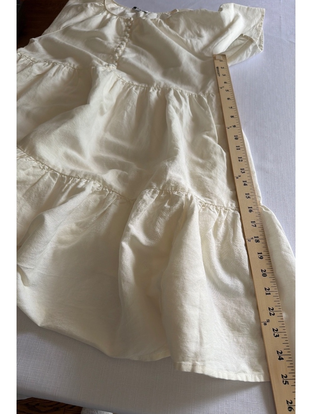 Madewell Linen-Blend Flutter-Sleeve Tiered Mini Dress Size M - Picture 6 of 8